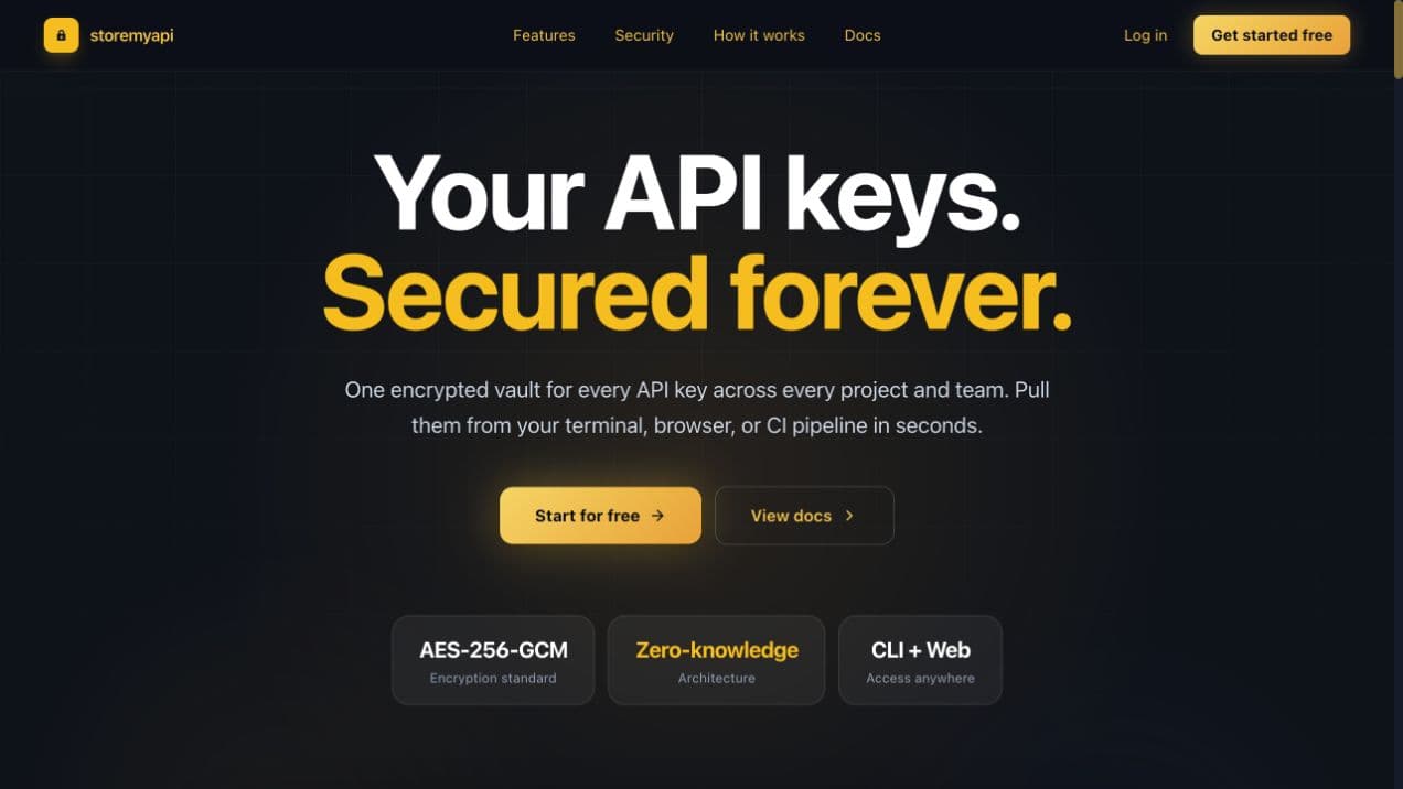 StoreMyAPI encrypted API key vault