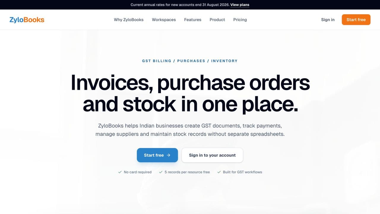 ZyloBooks GST billing and inventory software